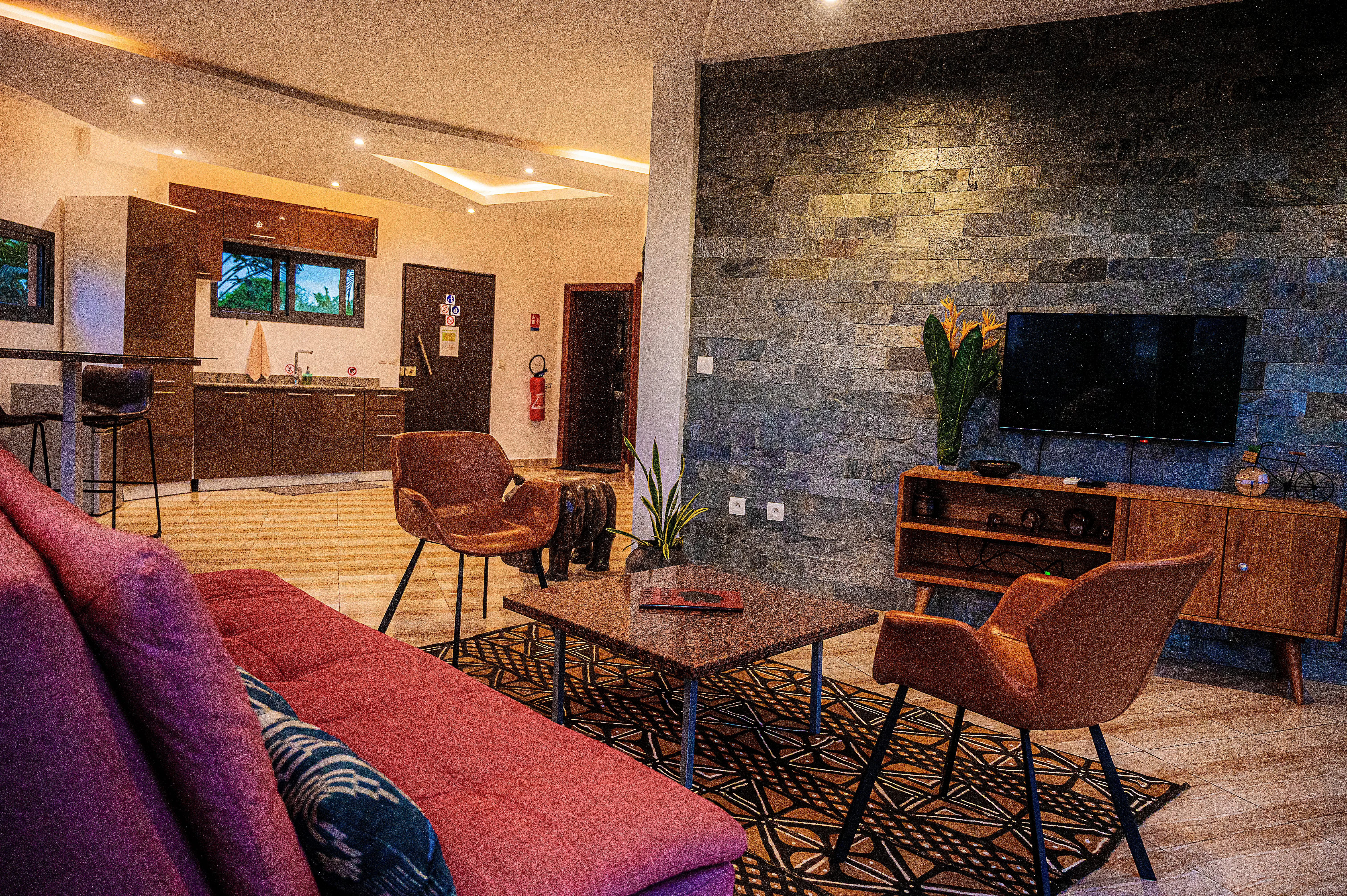 Vue générale de l'appartement 2P avec espace salon